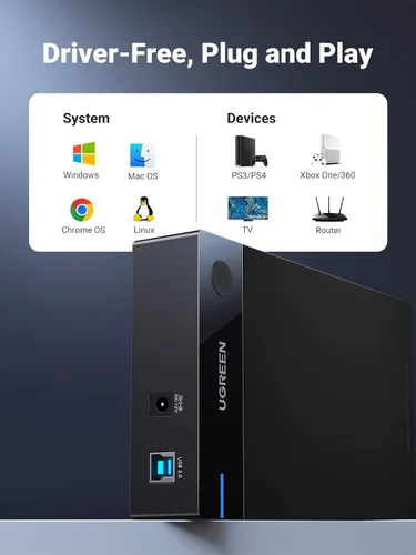 Vista 6 de UGREEN Caja de Disco Duro Externo para SSD HDD SATA de 3.5 2.5 Pulgadas USB 3.0 a SATA III Caja de Disco Duro con Adaptador de Corriente UASP 12V