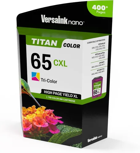 Vista 2 de Cartucho de tinta Nano 65 CXL Titan Tri-Color de 65 y 65 XL, funciona con Deskjet 3700 Series, Serie 2600, Serie Envy 5000