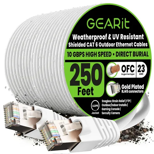 Vista 18 de GEARit - Cable Ethernet Cat6 para exteriores (3 m) 23AWG de cobre puro, FTP, LLDPE, impermeable, entierro directo, en tierra, resistente a UV, POE