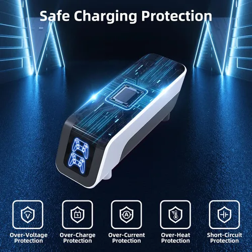 Vista 6 de Estación de carga para controlador PS5 con base de carga doble, carga rápida de 5 V, accesorios de cargador inalámbrico PS5 para controlador