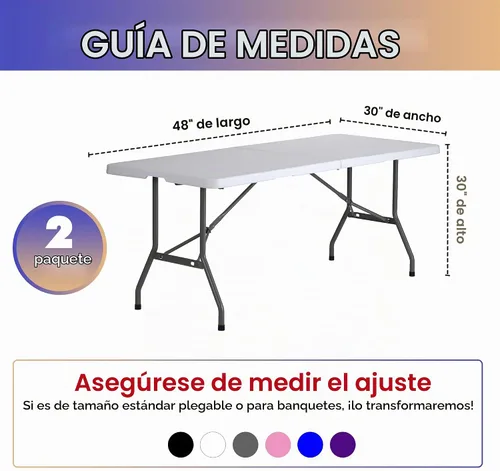 Vista 7 de Nasitos Paquete de 2 Manteles Ajustados de Spandex Negro para Mesas de 4 Pies - Cubierta para Mesa Plegable con Respaldo Abierto, Tela Lavable