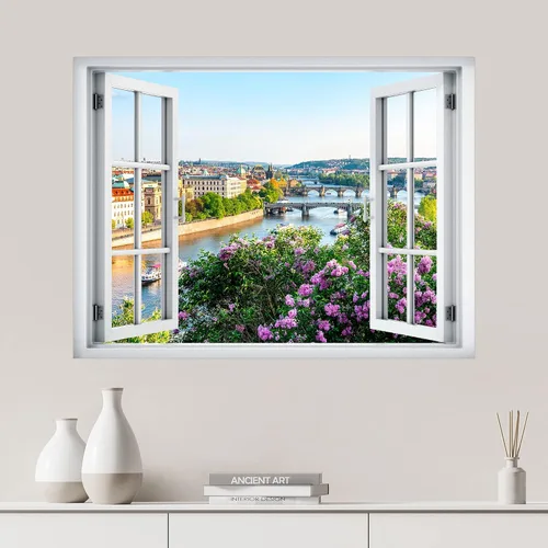 Vista 36 de SIGNWIN Adhesivo de pared removible/mural de pared para ventana, vegetación exuberante y árboles iluminados por el sol, fotografía, realismo