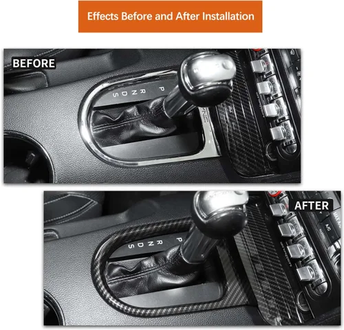 Vista 2 de JeCar Cubierta interior del panel de cambio de marchas de fibra de carbono Mustang Ajuste para Ford Mustang 2015-2023