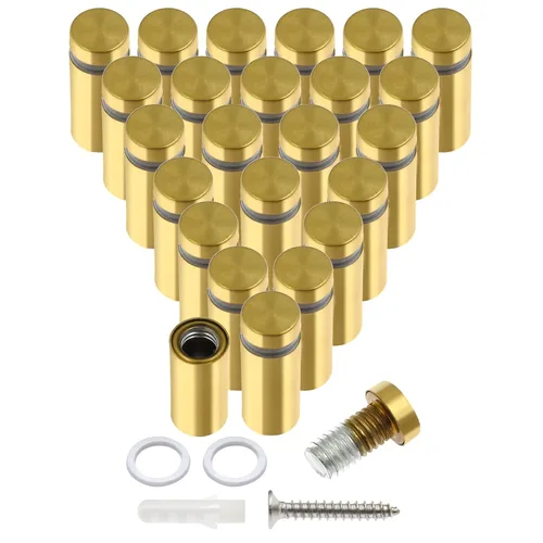 Vista 15 de Luomorgo 12 piezas tornillos separadores de acero inoxidable de 1" x 1", herrajes de montaje para letreros de pared, separadores de vidrio