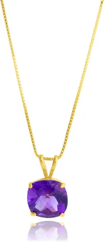 Vista 41 de MAX + STONE Cushion Cut Gemstone Necklace 8mm Solitaire Birthstone Necklace for Women Gemstone Pendant Necklaces with 18 inch Box Chain