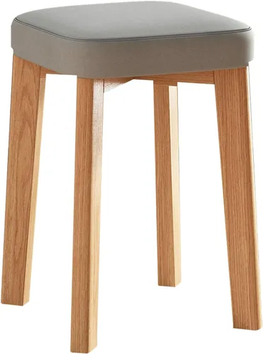Vista 19 de JKGHK Dining Chairs, Cushioned Backless Bar Kitchen Chairs, Stackable Wooden Nesting Stool, Leather Room Stool, for Home, Office, Dining Room Gris