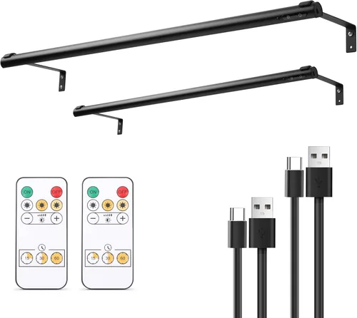 Vista 9 de Luz de imagen a pilas inalámbrica, luz de exhibición de pintura recargable/con enchufe de 31.5 pulgadas, luces de pared con control remoto con tres