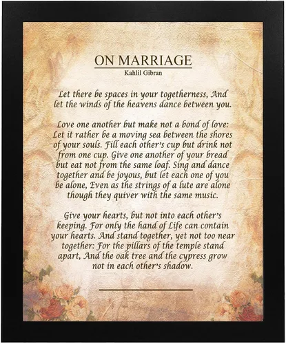 Vista 5 de Sobre la impresión artística del poema del matrimonio – 8 x 10 sin marco Kahlil Gibran cita – Regalo romántico de boda para parejas, elegante arte