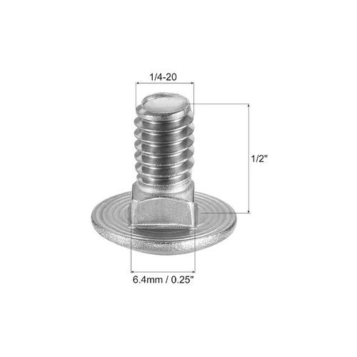 Vista 2 de uxcell Perno de carro de 1/4-20x1/2 Cabeza redonda Cuello cuadrado 304 Acero inoxidable 50pcs