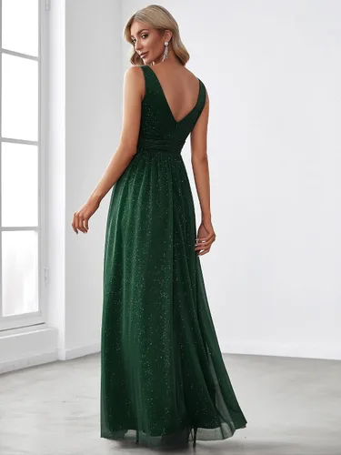 Vista 2 de Ever-Pretty Vestido de dama de honor con cuello en V fruncido imperio Wasit 07764-USA