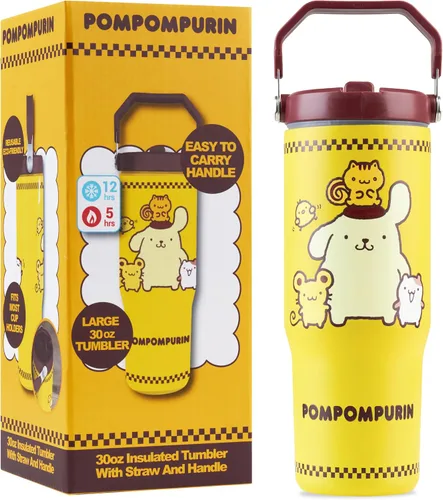 Vista 8 de Get Trend Hello Kitty Cinnamoroll - Vaso de 30 onzas con asa y popote, botella de agua aislada de acero inoxidable para niños, sin bisfenol A, a