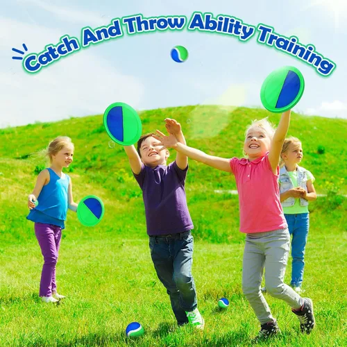 Vista 4 de Charniol Juguetes para niños, juego de lanzar y atrapar, juego de playa, juegos deportivos de pelota al aire libre, juguetes de nailon para niños