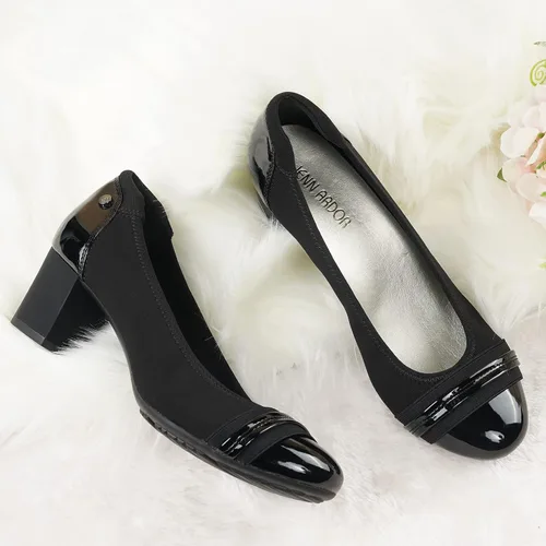 Vista 4 de JENN ARDOR Zapatos de tacón bajo con punta redonda cerrada, zapatos de vestir clásicos de media cuadrada, para boda, fiesta, oficina, 2 pulgadas