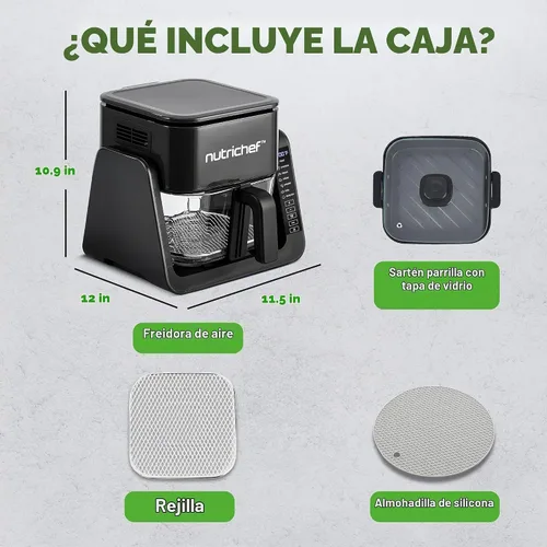 Vista 7 de NutriChef Freidora de Aire de 4 QT y Parrilla 7 en 1 Modos de Cocción Preestablecidos Tazón de Freír Transparente para los Mejores Resultados