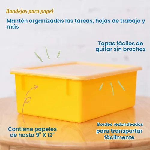 Vista 3 de ECR4Kids Bandeja profunda tamaño carta con tapa, contenedor de almacenamiento, surtido, 10 piezas