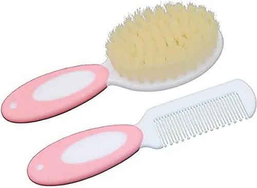 Vista 4 de Juego de cepillo y peine para el pelo del bebé, cepillo para bebé con cerdas naturales suaves