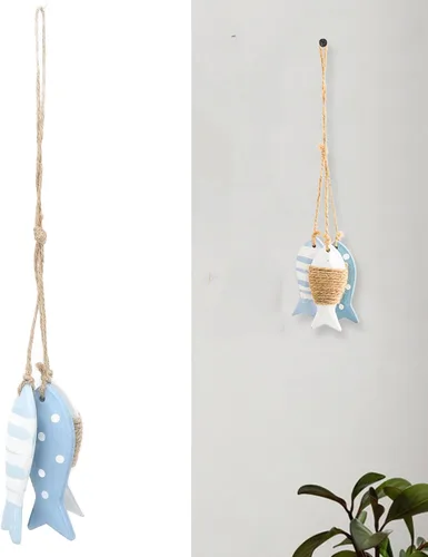 Vista 2 de Decoración de peces de madera, decoración de peces de madera de plplaaoo colgante, decoraciones de peces para pared, decoración de madera flotante