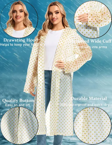 Vista 99 de 2 abrigos de lluvia de Borogo para adultos, chaquetas de lluvia reutilizables para hombres y mujeres