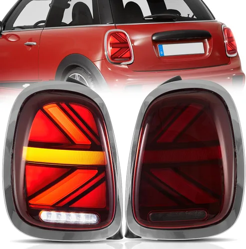 Vista 24 de Ensamble de luces traseras VLAND Compatible con BMW Mini R50 R52 R53 2001-2006, lámpara trasera Union Jack con DRL dinámico, luz trasera con señal