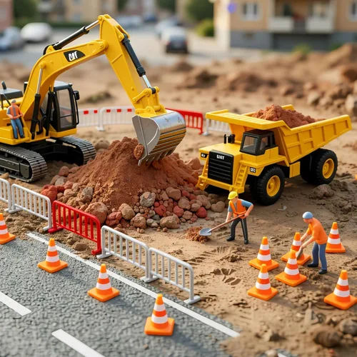Vista 6 de 30 piezas de conos de tráfico mini, conos mini de 1 pulgada naranja pequeños para señalización de bloqueo de carretera en construcción, juguetes
