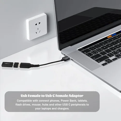 Vista 5 de 5 adaptadores USB C a USB A y 2 adaptadores OTG, USB C hembra a USB A hembra, convertidor de 10 Gbps USB 3.1 a C, conector de extensión USB