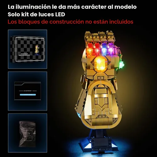 Vista 6 de Vaodest Luz LED para Lego 76191 Set Marvel Infinity Gauntlet, Diseño y Configuración Compatible con el Modelo 76191