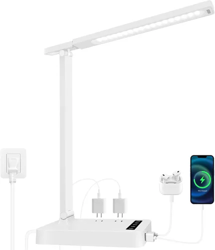 Vista 9 de karidi Lámpara de Escritorio LED Regulable Lámpara de Mesa con Puerto de Carga USB, 5 Modos de Iluminación, Control Sensible, Luz de Escritorio