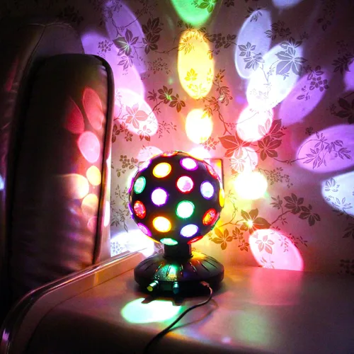 Vista 7 de Proyector de luz nocturna LED de bola de discoteca giratoria de 360°, lámpara ajustable de brillo para fiestas, iluminación, Halloween, Navidad
