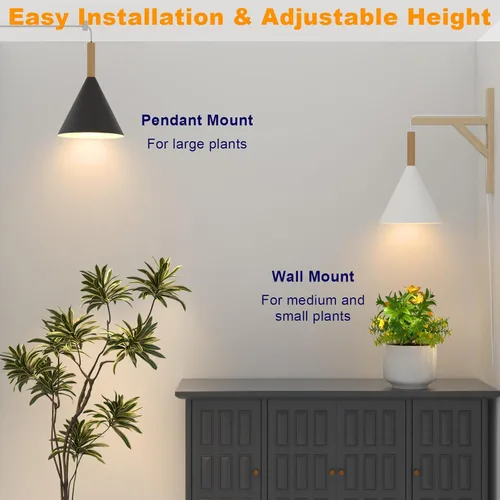 Vista 6 de Luces colgantes de cultivo para plantas de interior, lámpara de plantas de espectro completo de 20 W con temporizador, altura ajustable, luz