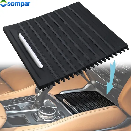 Vista 2 de Osompar Bandeja Portavasos de Consola Central con Cubierta de Persiana Enrollable Compatible con BMW X5 F15 X5M F85 F15 2014-2018 BMW X6 F16 X6M F86