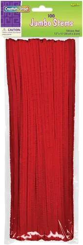 Vista 10 de Creativity Street Jumbo Chenille Stems, 12" x 6 mm, Craft Pipe Cleaners in Assorted Basic Colors, Pack of 100, Case of 12 Packs, 1200 Chenille Stems