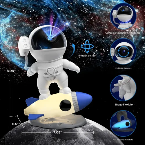 Vista 5 de FlyLily Proyector de Galaxia, Proyector de Planetario HD 12 en 1 Astronauta de Galaxia para Recámara, Proyector de Luz Nocturna de Estrellas