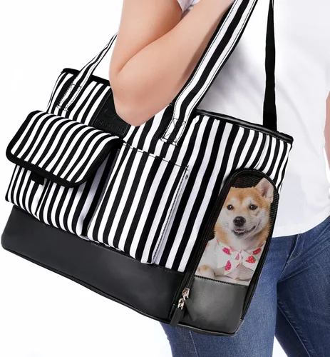 Vista 12 de Transportador para Perros, Transportador para Gatos, Transportador para Mascotas, Bolso de Cuero PU Premium Impermeable Plegable de Oxford