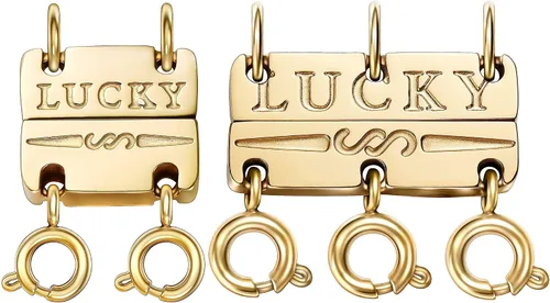 Vista 7 de Dailyacc Collar de la suerte, cierre de capas de oro de 18 quilates y plata, múltiples cierres de collar fuertes para separador de aspecto en capas