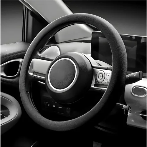 Vista 9 de Funda para volante de coche, de 13 a 14 pulgadas, protector de volante de silicona suave antideslizante, funda elástica extensible para volante que