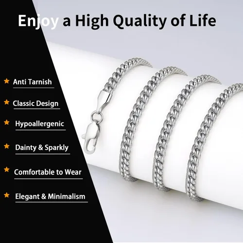 Vista 2 de Momlovu Silver Chain Gold Chain for Men Boys, 18K Gold Plated Men's Necklaces Chain Cuban Link Chain for Men 4mm6mm 1820222426inch
