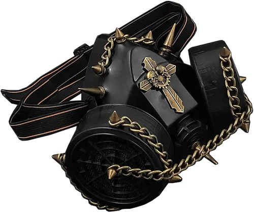 Vista 4 de vogueteen Steampunk Spike Punk Goth - Máscara de gas para hombre y mujer, disfraz de cosplay