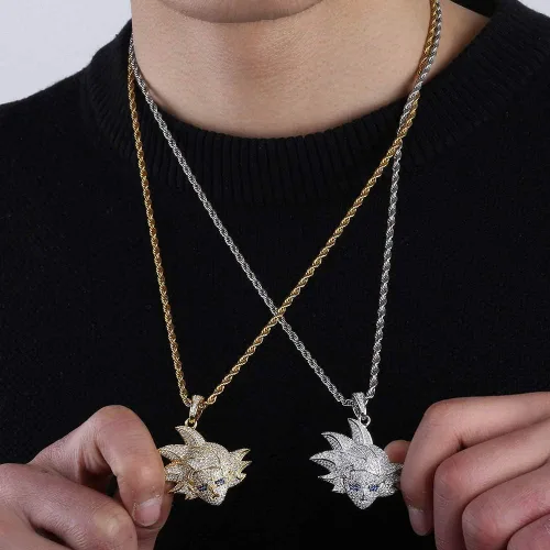 Vista 7 de KMASAL Hip Hop Cartoon Iced Out Bling Zirconia Pendant Chain Charm 18K Gold Plated Necklace for Men Women