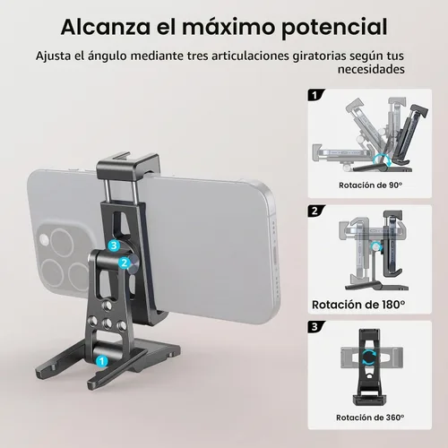 Vista 6 de SMALLRIG Soporte de trípode de metal para teléfono, soporte para teléfono celular con adaptador de liberación rápida para Arca-Swiss, soporte