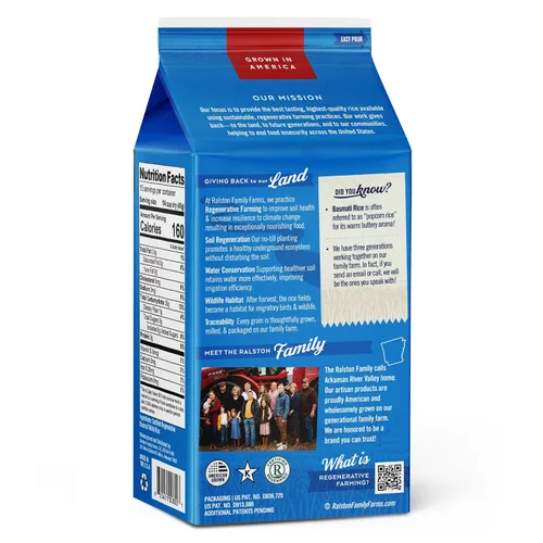 Vista 3 de Ralston Family Farms Arroz Basmati, caja de 24 onzas: 6 unidades, cultivado en Estados Unidos, sin OMG, naturalmente sin gluten