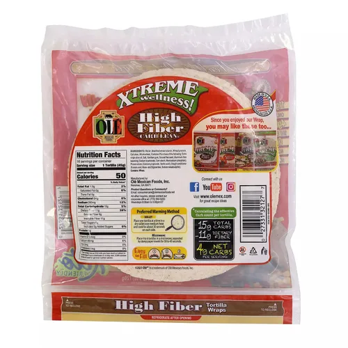 Vista 2 de Ole Mexican Foods Xtreme Wellness - Alto contenido de fibra y bajo en carbohidratos apto para dieta cetogénica, 16 envolturas de tortilla