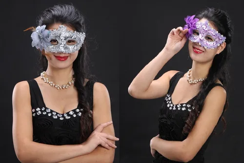 Vista 6 de Máscaras venecianas de media mascarada, accesorio de fiesta, 8