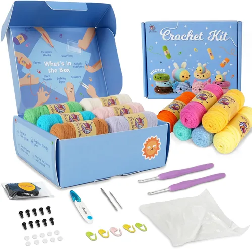 Vista 16 de Crochetta Kit de ganchillo para principiantes, kit de inicio de ganchillo con tutoriales en video paso a paso, kit de ganchillo para principiantes