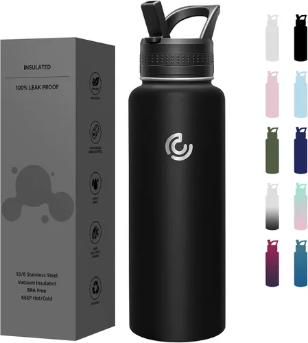 Vista 11 de COKTIK Botella de agua deportiva de 22 onzas, botella de agua de acero inoxidable para aislamiento térmico, botella de viaje reutilizable