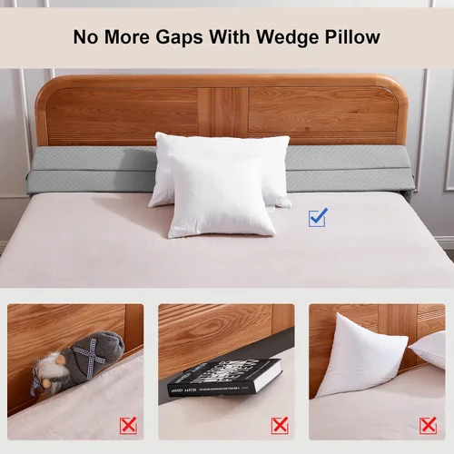 Vista 2 de EUHAMS Almohada de Cuña para Cama Tamaño Twin - Relleno de Hueco de Cama Cuña de Colchón Almohada de Cabecera - Llena el Hueco (0-7") Entre