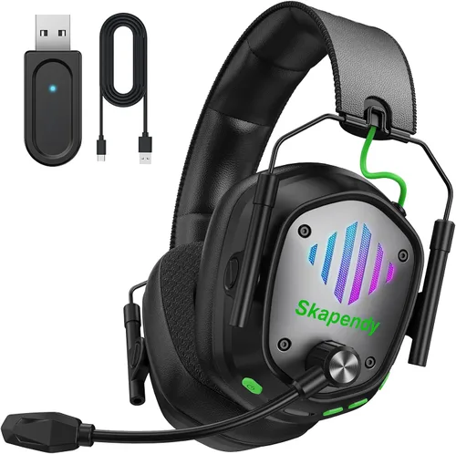 Vista 9 de Wireless Gaming Headset for PC, PS5, PS4, Switch, Mac, Mobile Phone, USB&Type-C 2.4GHz Gaming Headphones with ENC Noise Cancelling Mic, 50mm