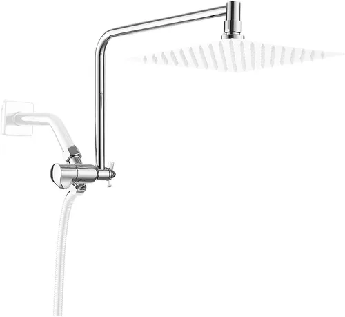 Vista 6 de Juego de grifo de sistema de ducha de 12 pulgadas, de latón, universal, ajustable, brazo de extensión, extensor de brazo de ducha de ángulo flexible