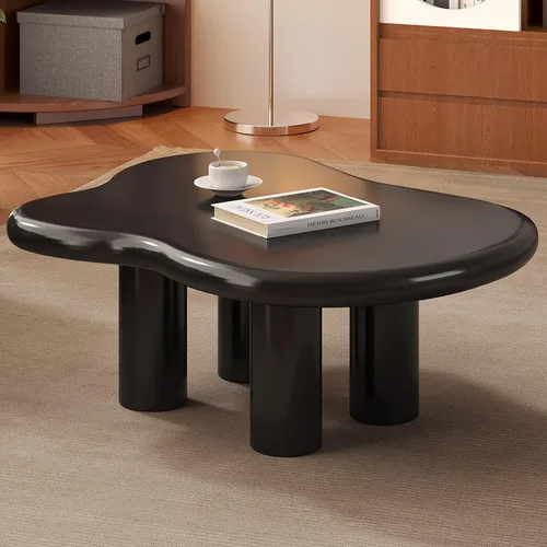 Vista 12 de HOTICKME - Mesa auxiliar Cloud para sala de estar, mesa auxiliar negra de 46.06 pulgadas con 3 patas, mesa auxiliar de estilo simple