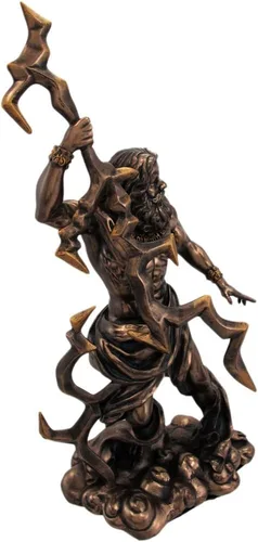Vista 2 de PTC Figura de estatua de resina de rey Zeus Grecian God Throwing Lightning
