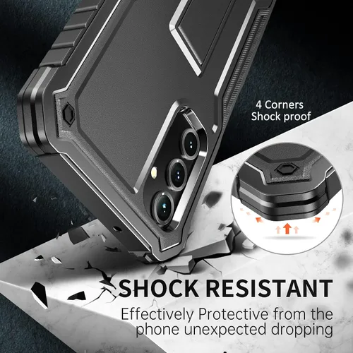 Vista 5 de FITO Funda para Samsung Galaxy A14 5G, doble capa a prueba de golpes resistente para teléfono Samsung A14 con protector de pantalla de vidrio